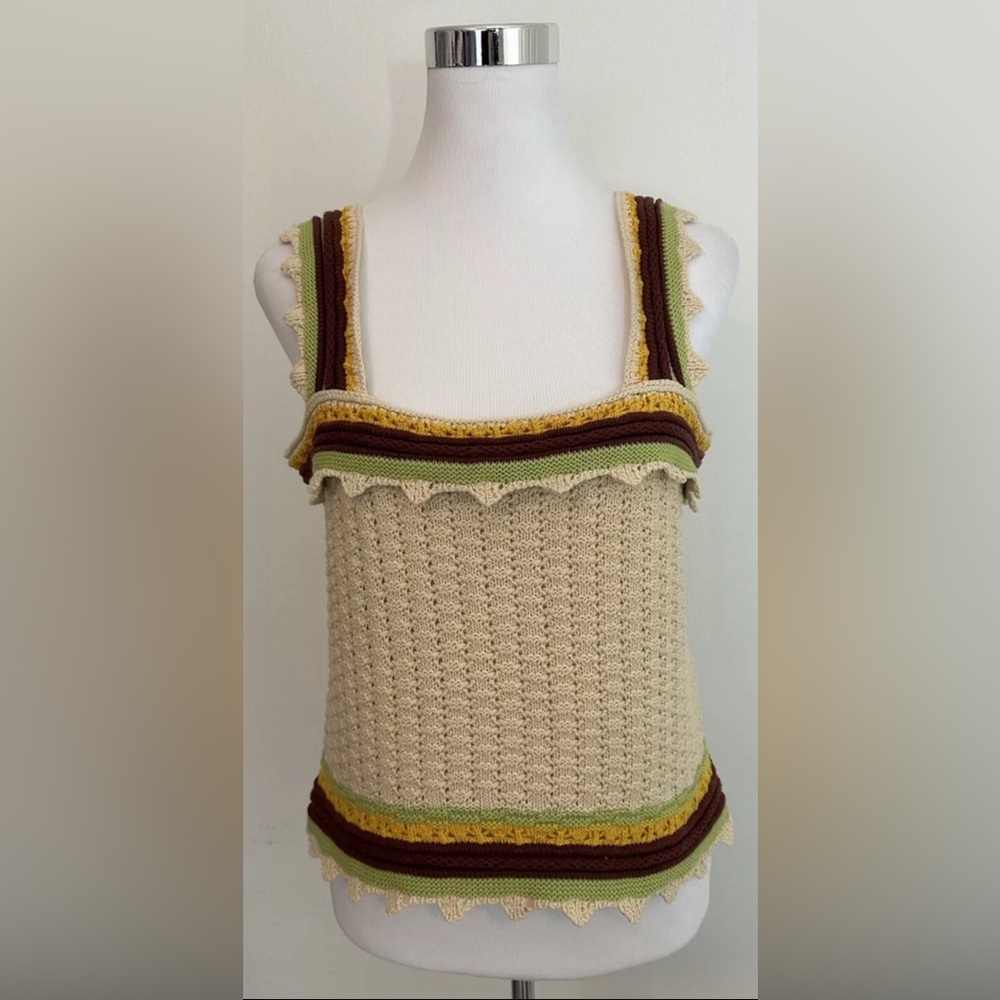 Marc New York  Bohemian Cream Crochet Tank Top Cottage Core Women’s